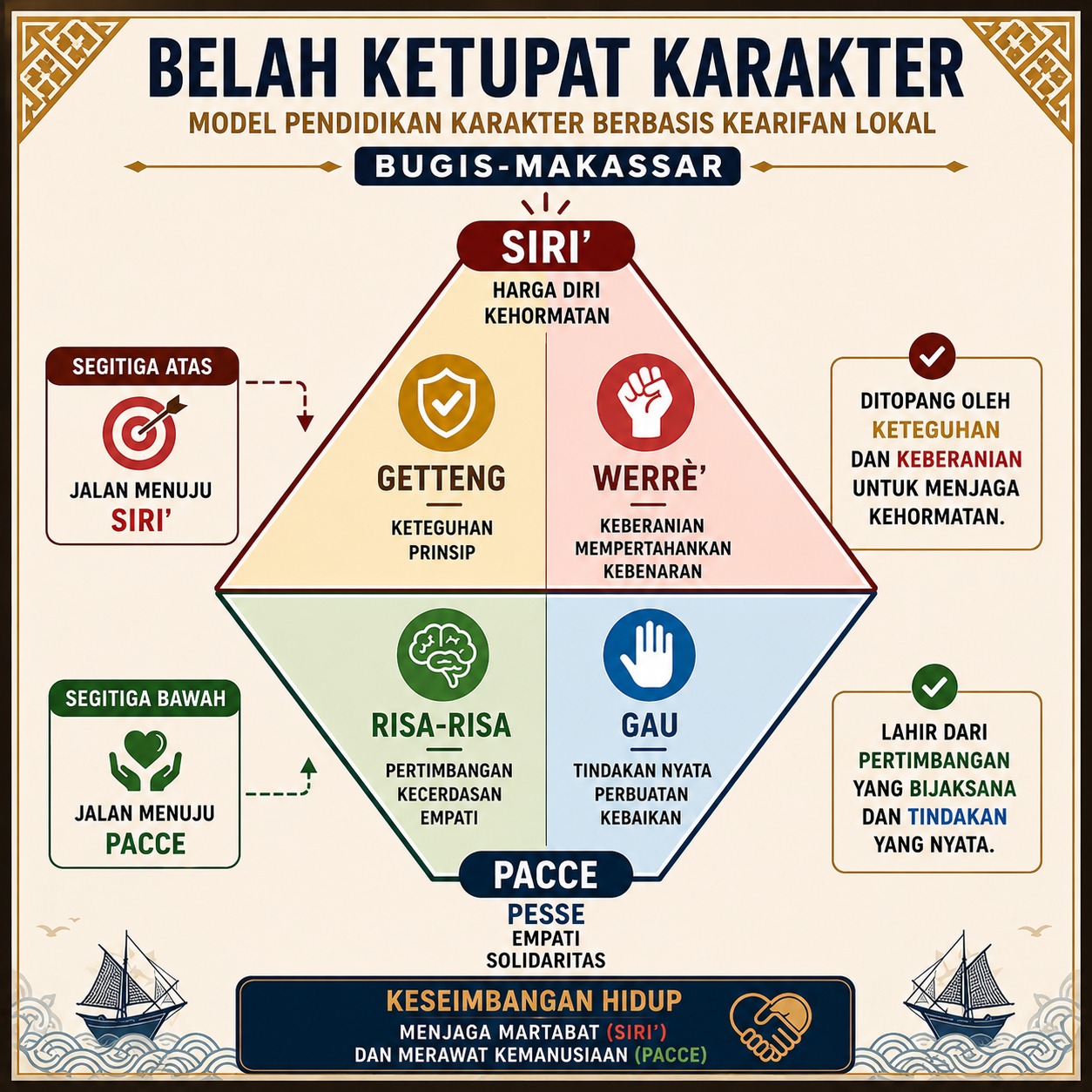 Belah Ketupat Karakter: Merawat Siri' dan Pacce dalam Pendidikan Generasi Berintegritas